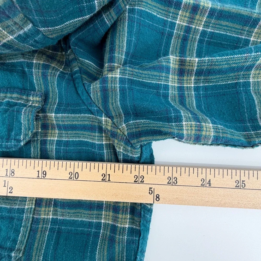 Goodfellow & Co Mens Flannel Long Sleeve Button Up Shirt Green Plaid Size‎ L